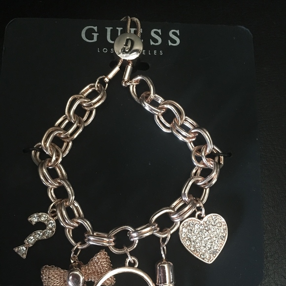 Guess Charm Bracelet, Pave Heart, ?, Tassel, Bow - Picture 2 of 2